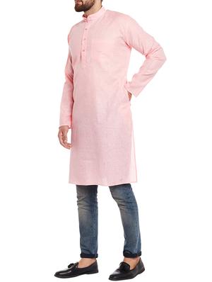 pink linen long kurta - 14794286 - Standard Image - 2