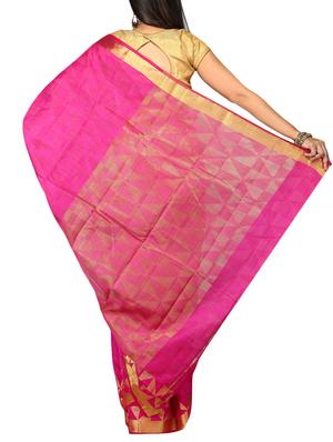 pink woven saree with blouse - 14795233 - Standard Image - 2