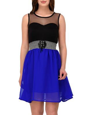 blue fit & flare dress - 14800079 - Standard Image - 2
