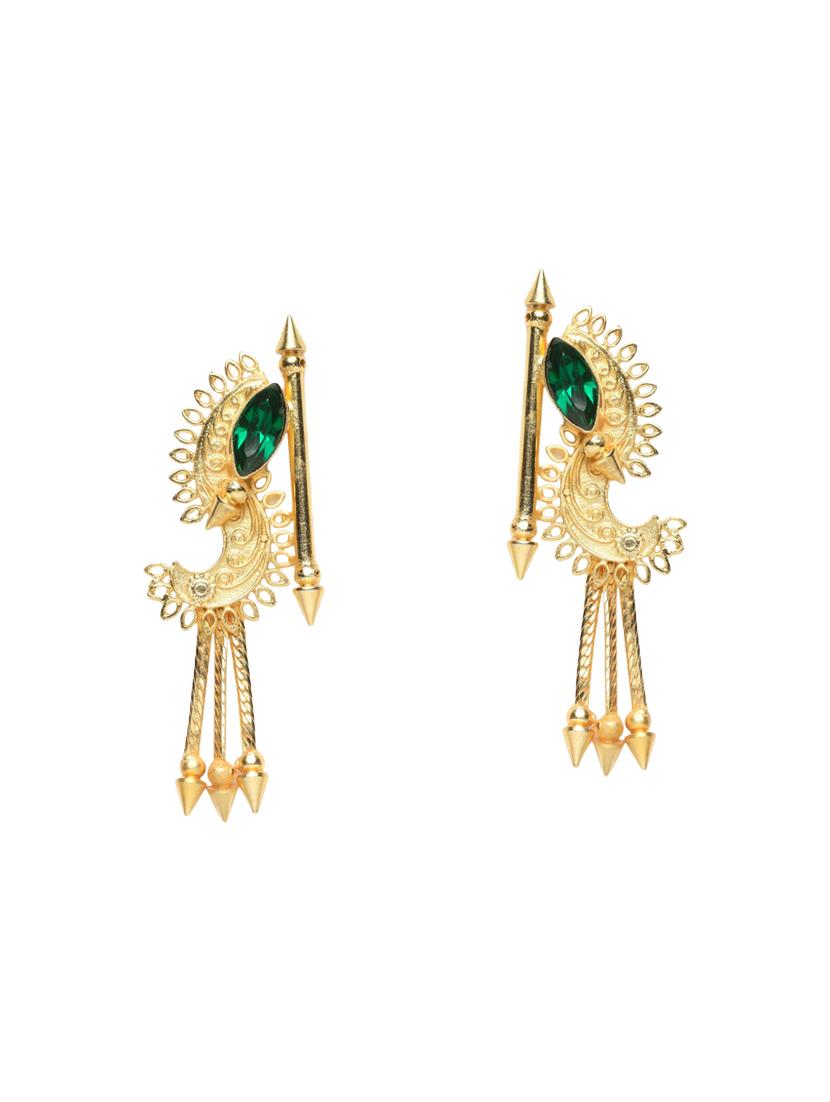 gold brass drop earring - 14806801 - Zoom Image - 2