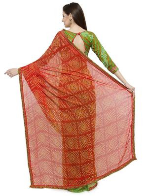 bandhani printed saree with blouse - 14807005 - Standard Image - 2
