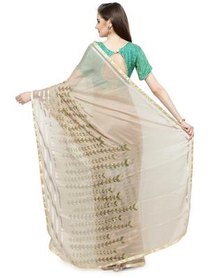 cream georgette printed saree with blouse - 14807107 - Standard Image - 2