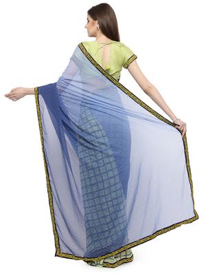 checkered embellished saree with blouse - 14807125 - Standard Image - 2