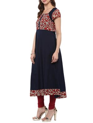 blue cotton flared kurta - 14807936 - Standard Image - 2