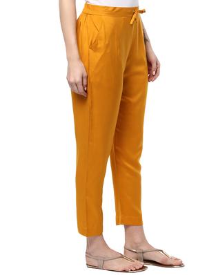 mustard rayon atapered pant - 14808677 - Standard Image - 2