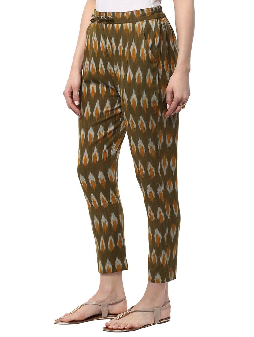 mehandi green cotton tapered pant - 14808678 - Zoom Image - 2