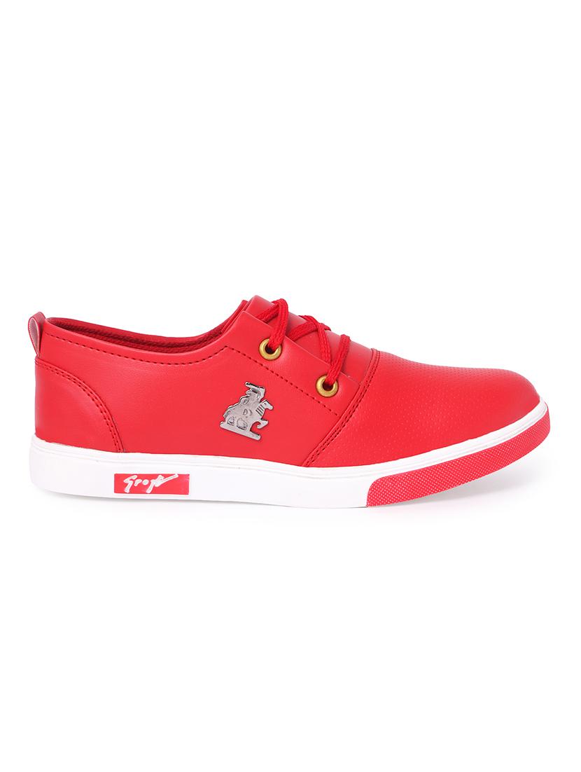 red leatherette lace up sneaker - 14811722 - Zoom Image - 2