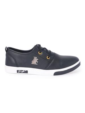 black leatherette lace up sneaker - 14811723 - Standard Image - 2