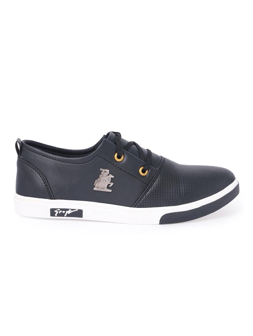 black leatherette lace up sneaker - 14811723 - Zoom Image - 2