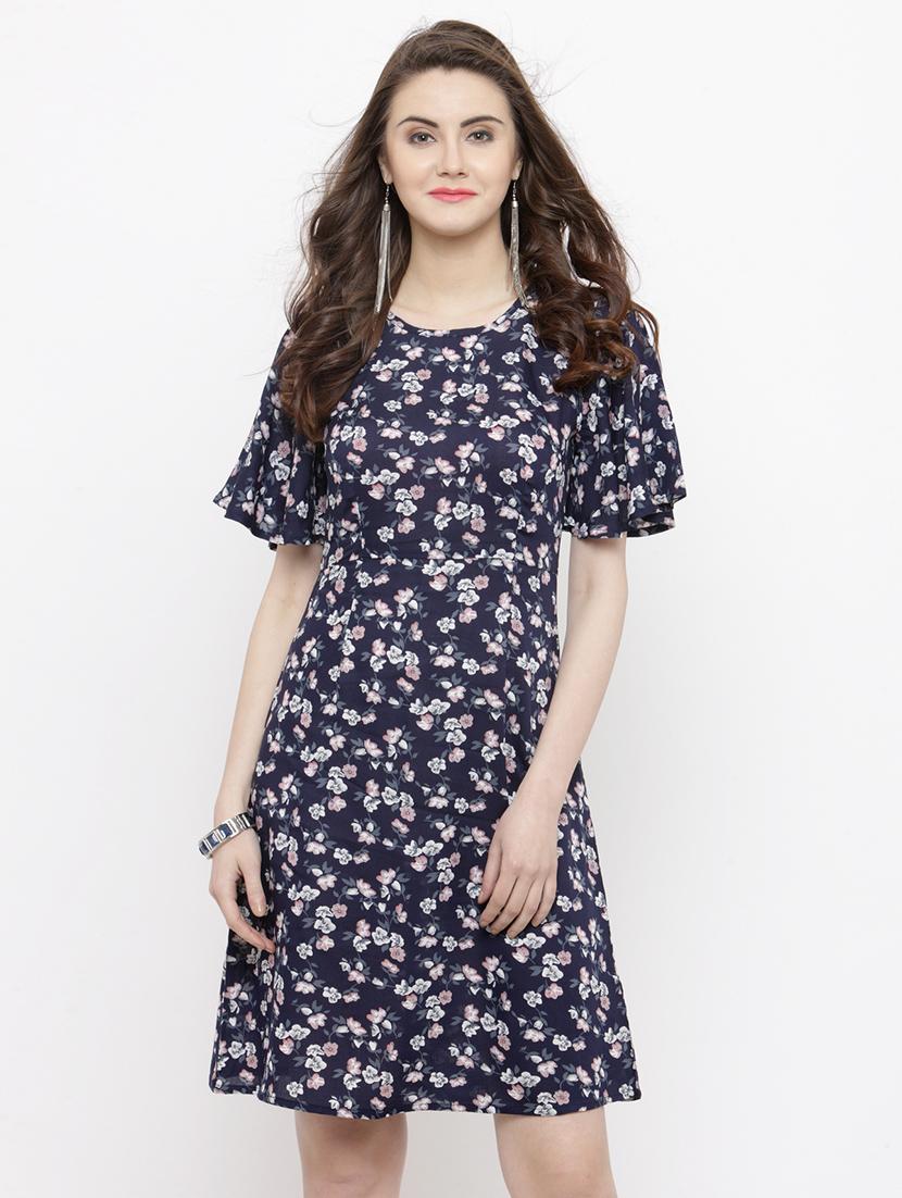 flared sleeves floral A-line dress - 14811740 - Zoom Image - 2