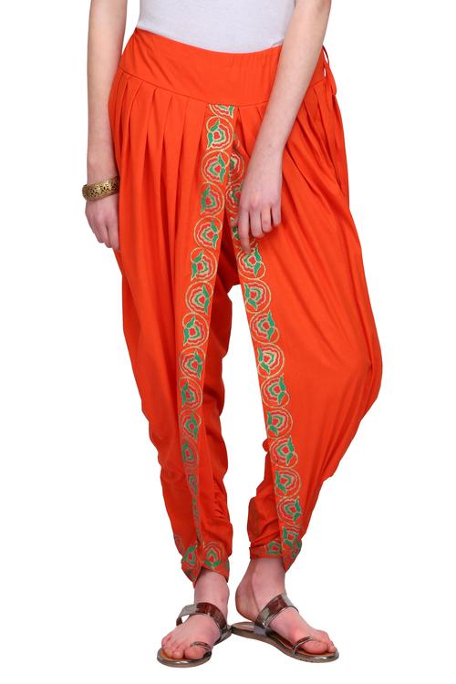 kaanchie nanggia orange cotton dhoti salwar - 14812515 - Very Small Image - 1