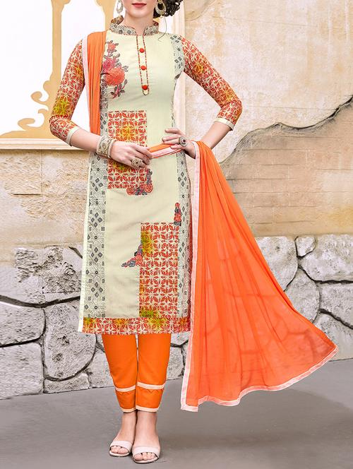 Embroidered unstitched straight pant suit - 14813654 - Standard Image - 1