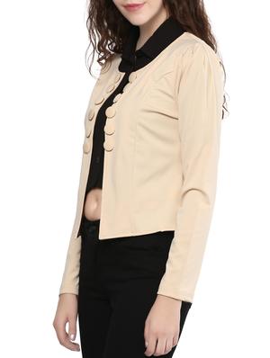 beige solid summer jacket - 14815864 - Standard Image - 2
