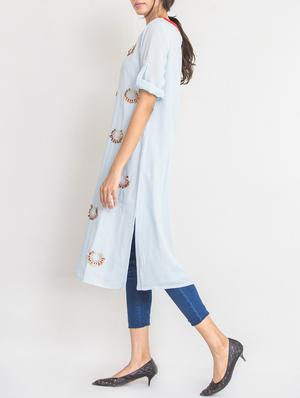 sky blue viscose straight kurta - 14816778 - Standard Image - 2