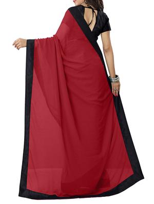 red georgette half and half saree with blouse - 14817171 - Standard Image - 2
