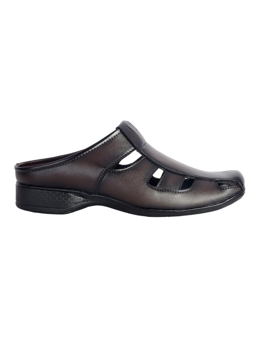 brown leatherette slip on sandal - 14817194 - Zoom Image - 2