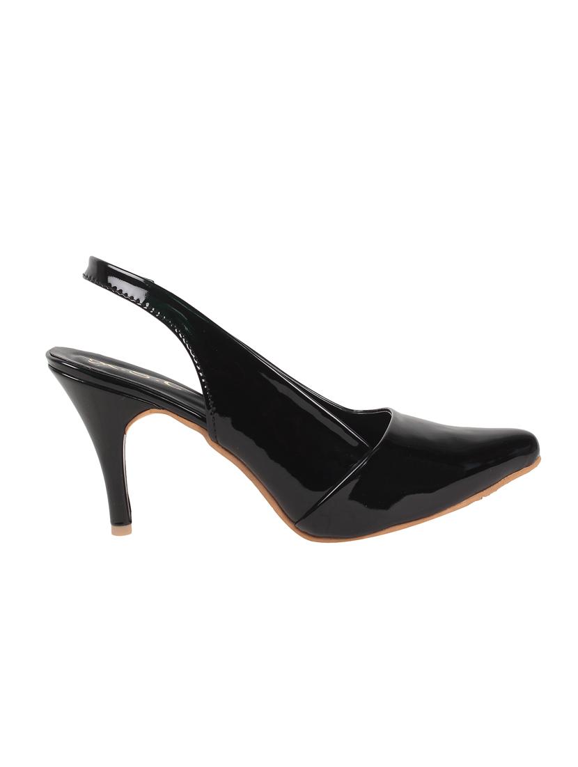 black faux leather back strap sandals - 14817469 - Zoom Image - 2