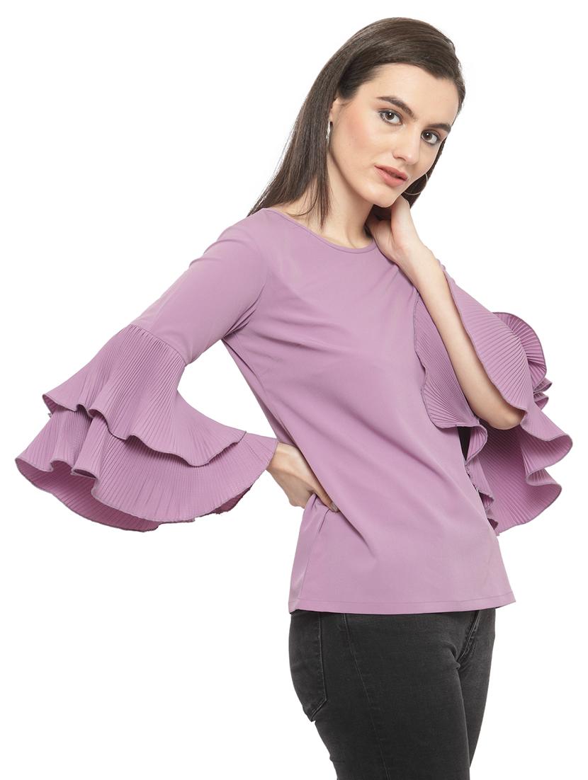 bell sleeved solid top - 14818405 - Zoom Image - 2