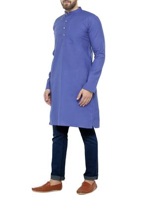 blue cotton long kurta - 14841823 - Standard Image - 2