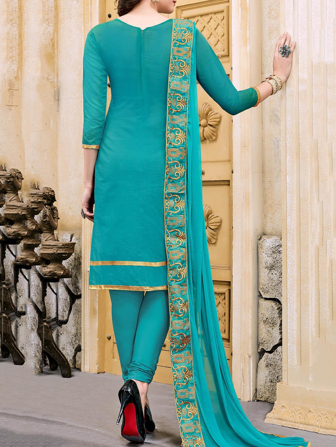 embroidered unstitched churidaar suit - 14842212 - Zoom Image - 2