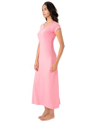 pink cotton nightwear gown - 14844755 - Standard Image - 2