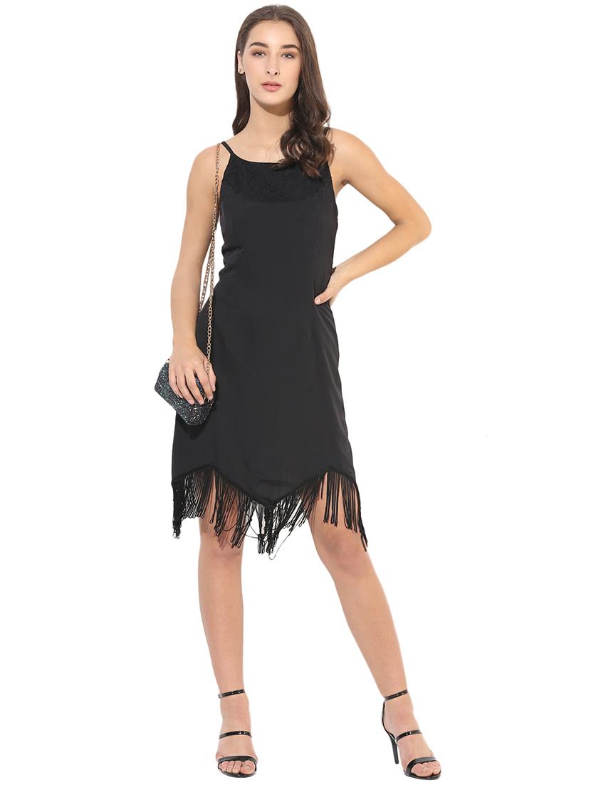 fringed lace detail asymmetric dress - 14845602 - Zoom Image - 2