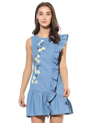 ruffle detail embroidered dress - 14845612 - Standard Image - 2