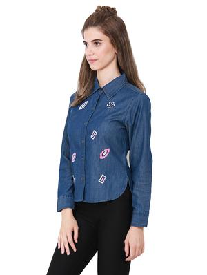 heather hues blue denim embroidered shirt - 14845614 - Standard Image - 2