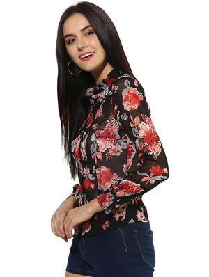 heather hues black colored floral print shirt - 14845616 - Standard Image - 2