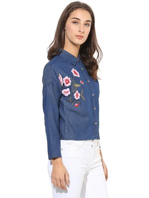 heather hues blue denim embroidered shirt - 14845635 - Standard Image - 2