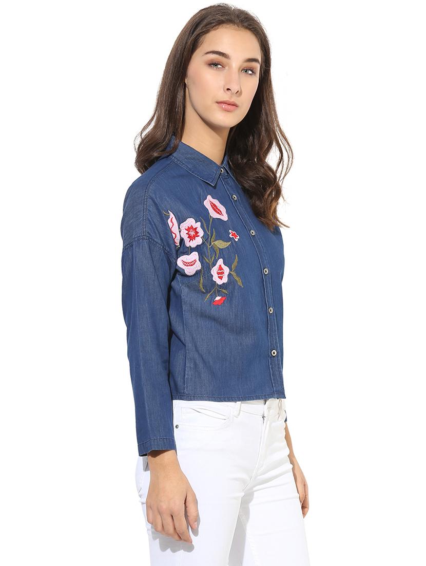 heather hues blue denim embroidered shirt - 14845635 - Zoom Image - 2