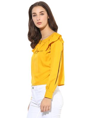 slit sleeve ruffle crepe top - 14845654 - Standard Image - 2
