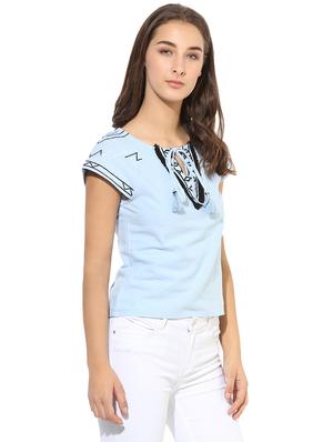 embroidered cotton blend top - 14845668 - Standard Image - 2