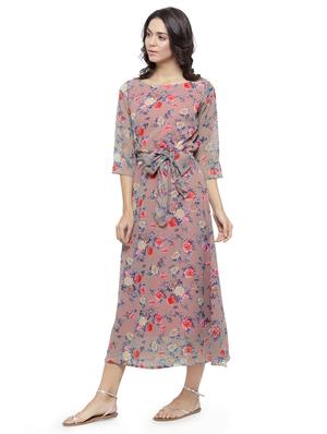 tie front floral a-line dress - 14849821 - Standard Image - 2