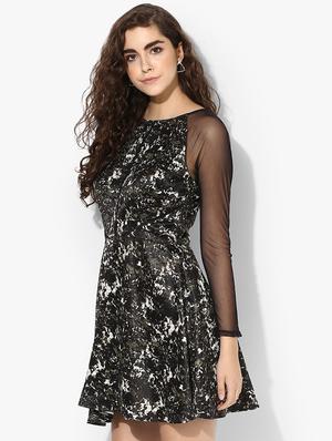 black printed skater dress - 14850176 - Standard Image - 2