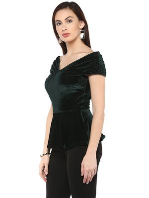 solid green peplum top - 14850290 - Standard Image - 2