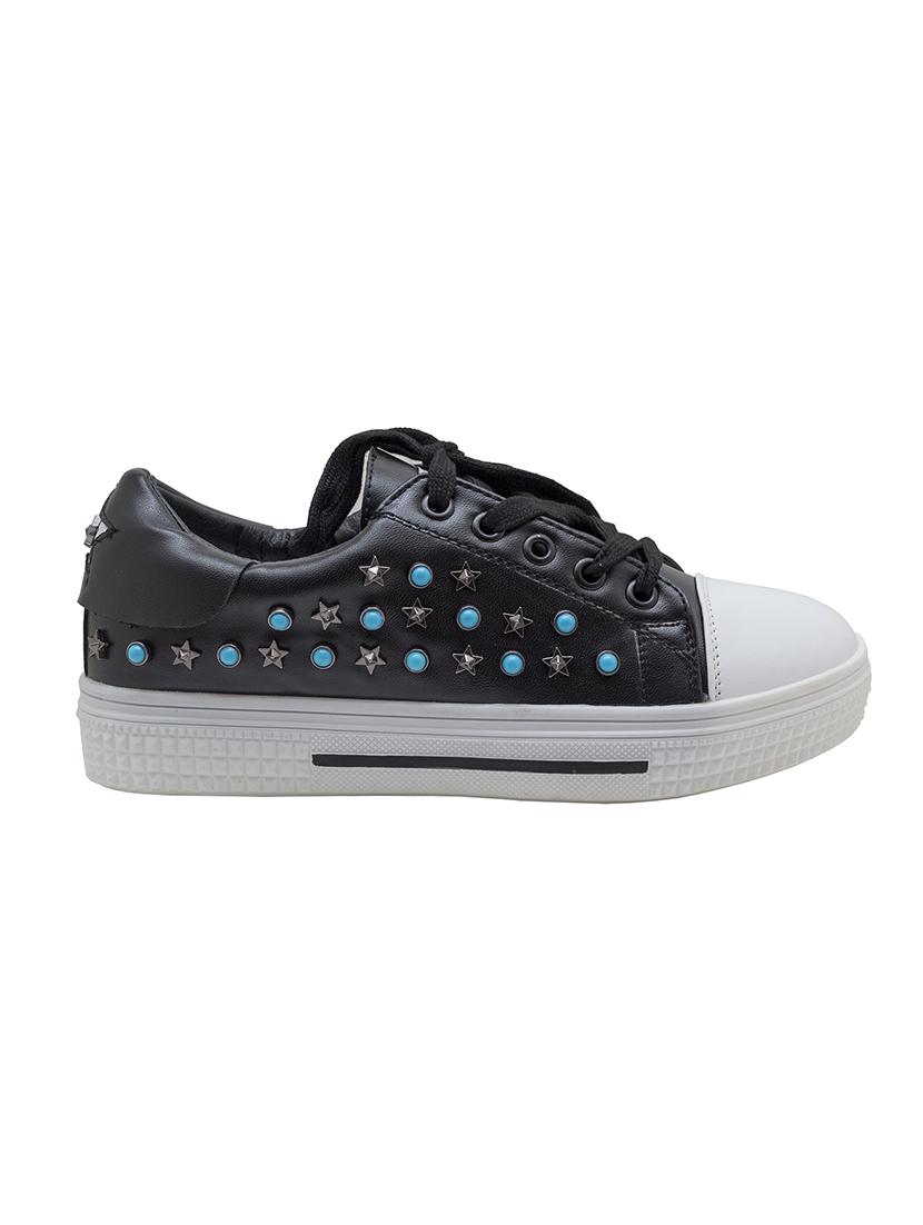 black leatherette plimsolls sneakers - 14853453 - Zoom Image - 2