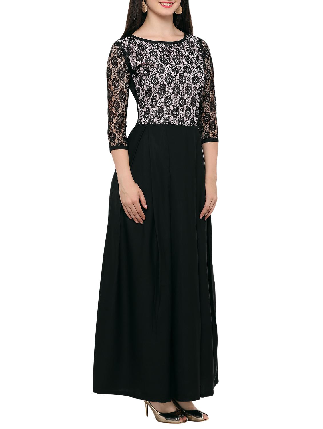 laced panel pleated maxi dress - 14858070 - Zoom Image - 2