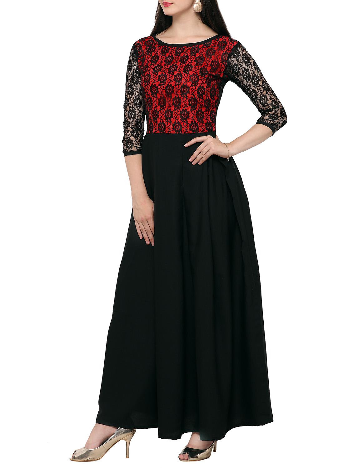 laced panel pleated maxi dress - 14858071 - Zoom Image - 2