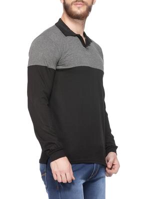 black cotton color block t-shirt - 14862082 - Standard Image - 2