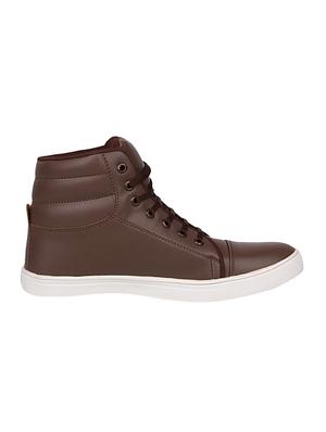 brown leatherette lace up sneaker - 14862227 - Standard Image - 2