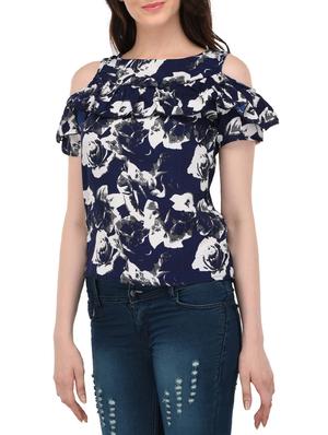 blue printed ruffled top - 14864295 - Standard Image - 2