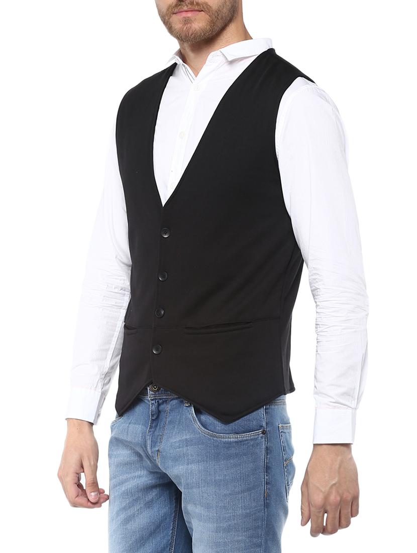 black cotton waist coat - 14864380 - Zoom Image - 2