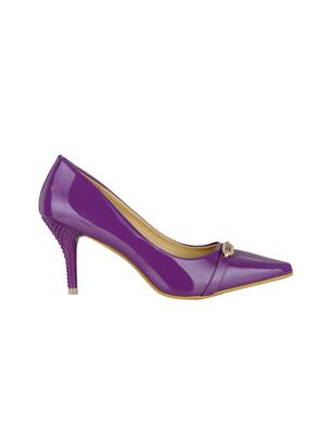 purple faux leather slip on pumps - 14865252 - Standard Image - 2