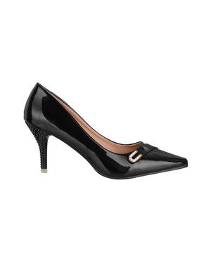 black faux leather slip on pumps - 14865254 - Standard Image - 2