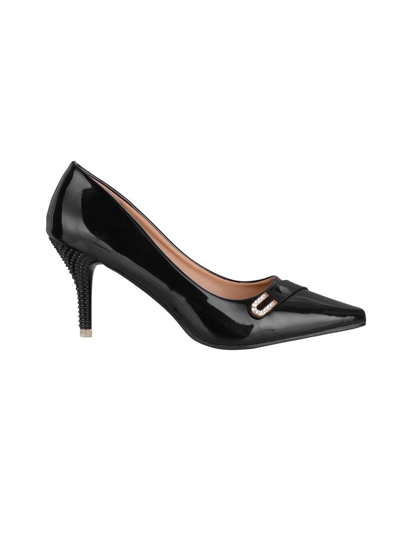 black faux leather slip on pumps - 14865254 - Zoom Image - 2