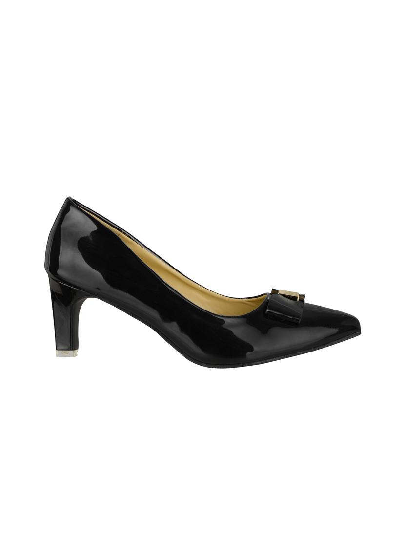 black faux leather slip on pumps - 14865257 - Zoom Image - 2