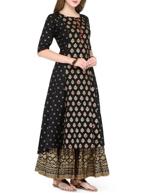 Foil printed kurta with skirt set - 14867216 - Standard Image - 2
