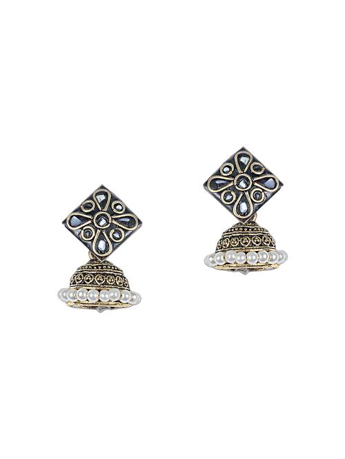 multi colored brass jhumka earrings - 14868364 - Standard Image - 1