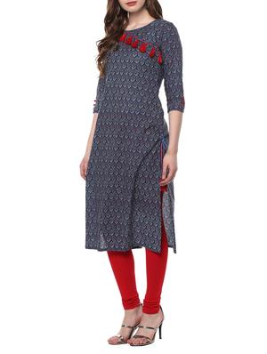straight kurta with tassels - 14868464 - Standard Image - 2
